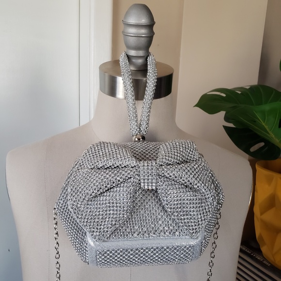 Rhinestone Bow Crossbody Handbag NEW! - Picture 1 of 15
